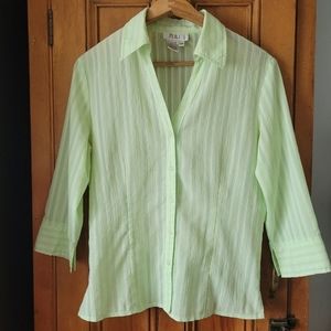 Vintage Y2K Sheer Striped Blouse in green size small Clueless Style